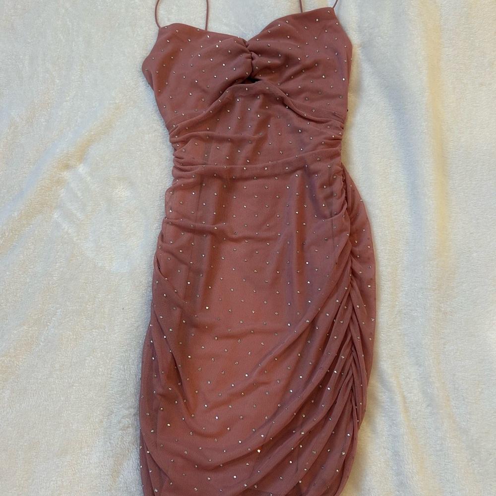 Windsor Pink Ruched Mini Dress Spaghetti Strap Sweetheart